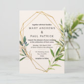 Glam Ivoor Gouden Glitter Loofwerk Terrarium Bruil Kaart (Staand voorkant)