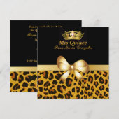 Glam Jaguar Print & Crown Quinceañera Uitnodiging (Voorkant / Achterkant)