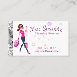 Glam Jewel Cartoon Maid House Cleaning Services Visitekaartje