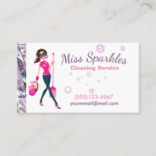 Glam Jewel Cartoon Maid House Cleaning Services Visitekaartje