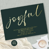 Glam Joyful Script Christmas Party Groen Echt Folie Uitnodiging