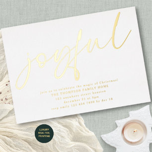 Glam Joyvol Script Kerstfeest Wit Echt  Folie Uitnodiging