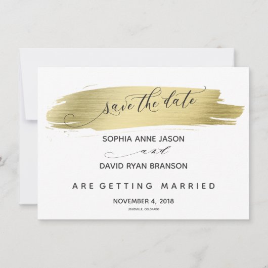Glam kalligrafie gouden slag opslaan van de datum save the date (Voorkant)