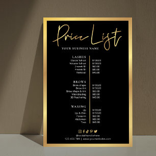 Glam kapsalon zwart & goud Prijslijst Poster