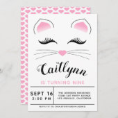 Glam Kat Verjaardagsfeest Uitnodiging (Voorkant / Achterkant)