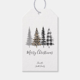 Glam kerstbomen cadeaulabel