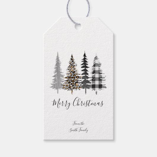 Glam kerstbomen cadeaulabel (Voorkant)