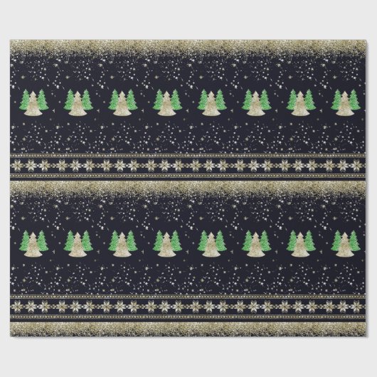 Glam kerstboom cadeaupapier (Vlak)