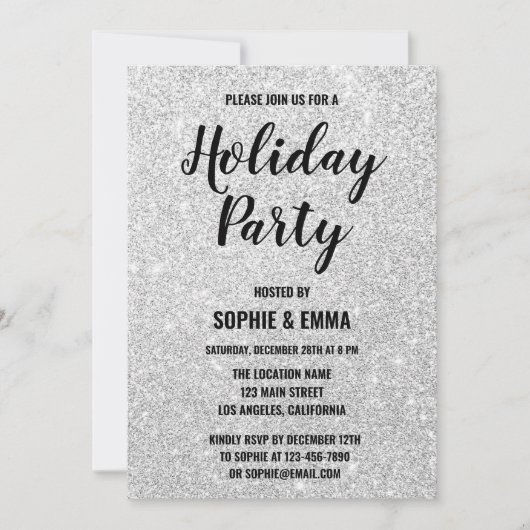 Glam Kerstfeest Zilver Glitter Bling Kaart (Voorkant)