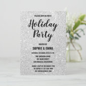 Glam Kerstfeestdag Silver Glitter Bling Kaart (Staand voorkant)