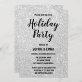 Glam Kerstfeestdag Silver Glitter Bling Kaart (Voorkant / Achterkant)