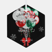 Glam Kerstmis Birthday Balloons en Snowflakes Glas Ornament (Achterkant)