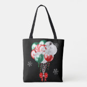 Glam Kerstmis Birthday Balloons en Snowflakes Tote Bag (Achterkant)
