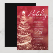 GLAM Kerstvakantie Open Huis Party Rood Goud Kaart (Voorkant / Achterkant)