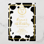 Glam Koe Afdrukken Moderne rand Bindende foto Gold Folie Uitnodiging (Voorkant)