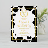 Glam Koe Afdrukken Moderne rand Bindende foto Gold Folie Uitnodiging (Staand Voorkant)