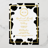 Glam Koe Afdrukken Moderne rand Bindende foto Gold Folie Uitnodiging (Voorkant)