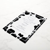 Glam koeienprint moderne rand trouwfoto goud folie uitnodiging (Gedraaid)