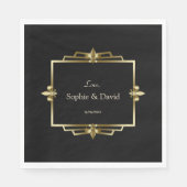 Glam Koninklijk Goud Zwart Art Deco 20s Trouwen Servet (Voorkant)