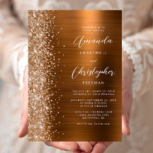 Glam Koper Geborsteld Metaal Glitter Bruiloft