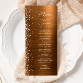 Glam Koper Glitter Geborsteld Metaal Bruiloft Menu
