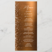Glam Koper Glitter Geborsteld Metaal Bruiloft Menu (Voorkant)