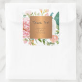 Glam koper metallic pastel pioenen dank u vierkante sticker (Tas)