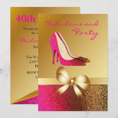 Glam Lady's Stiletto Custom Birthday Invitation Kaart (Voorkant / Achterkant)