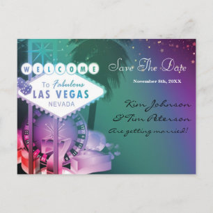 Glam Las Vegas Casino Huwelijk Bewaar Datum Prentb Aankondigingskaart