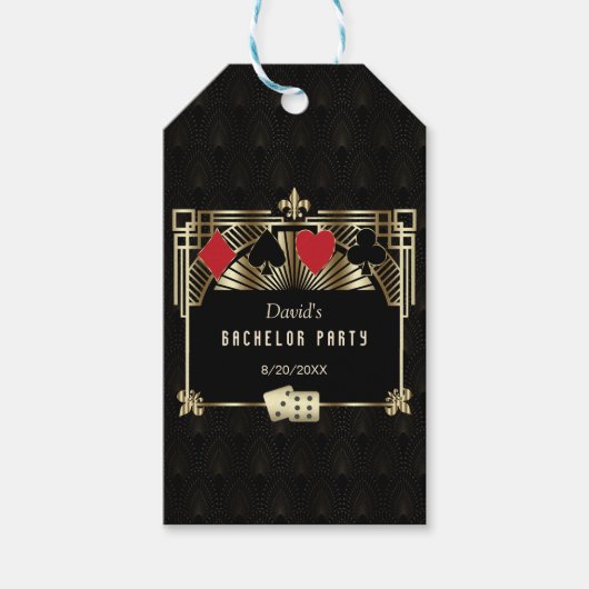 Glam Las Vegas Casino Royale Vrijgezellenfeest Cadeaulabel (Voorkant)