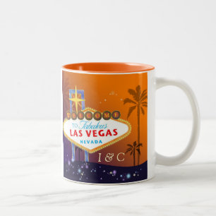 Glam Las Vegas Monogrammed Wedding Tweekleurige Koffiemok