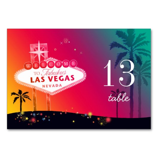 Glam Las Vegas Wedding Table Number Kaart (Voorkant)
