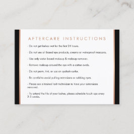 Glam Lashes Script Roos Gold/Black Aftercare Kaart Visitekaartje