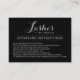 Glam Lashes Script Silver/Black Aftercare Kaart Visitekaartje