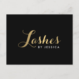Glam Lashes Script Tekst Goud/Zwart Briefkaart
