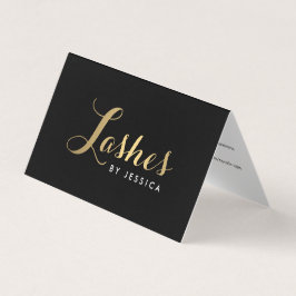 Glam Lashes Script Tekst Goud/Zwart Nazorg Visitekaartje