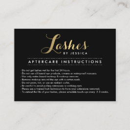 Glam Lashes Script Text Gold/Black Aftercare Kaart Visitekaartje