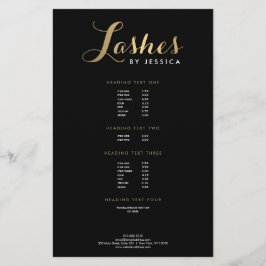 Glam Lashes Script Text Goud/Zwarte Flyer