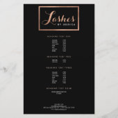 Glam Lashes Script Text Roos Gold/Black Flyer (Voorkant)