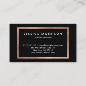 Glam Lashes Script Text Roos Gold/Black Framed Visitekaartje (Achterkant)