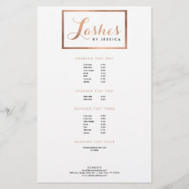 Glam Lashes Script Text Roos Gold Framed Flyer