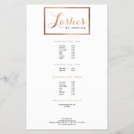 Glam Lashes Script Text Roos Gold Framed Flyer