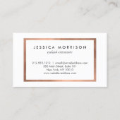 Glam Lashes Script Text Roos Gold Framed Visitekaartje (Achterkant)