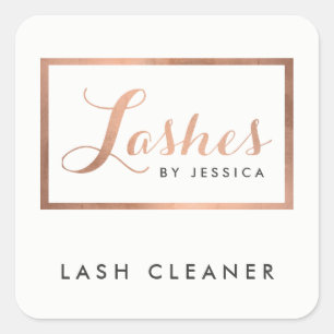Glam Lashes Script Text Roos Gold Lash Cleaner Vierkante Sticker