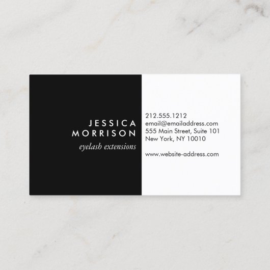 Glam Lashes Script Text Silver/Black Visitekaartje (Achterkant)