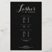 Glam Lashes Script Text Zilver/Zwarte Flyer (Voorkant)