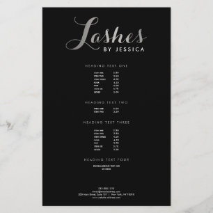 Glam Lashes Script Text Zilver/Zwarte Flyer