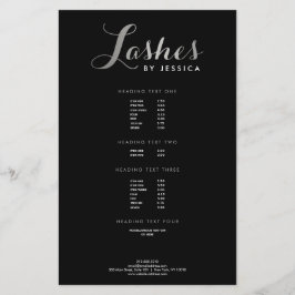 Glam Lashes Script Text Zilver/Zwarte Flyer