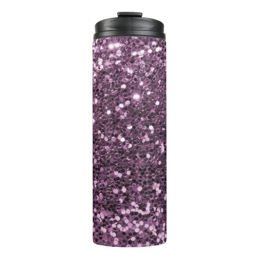 Glam Lavender Faux Glitter Paars Print Thermosbeker (Voorkant)