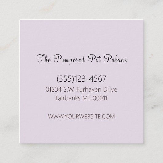 Glam Lavender Glitter Drift Poodle Pet Sitting Vierkante Visitekaartje (Achterkant)